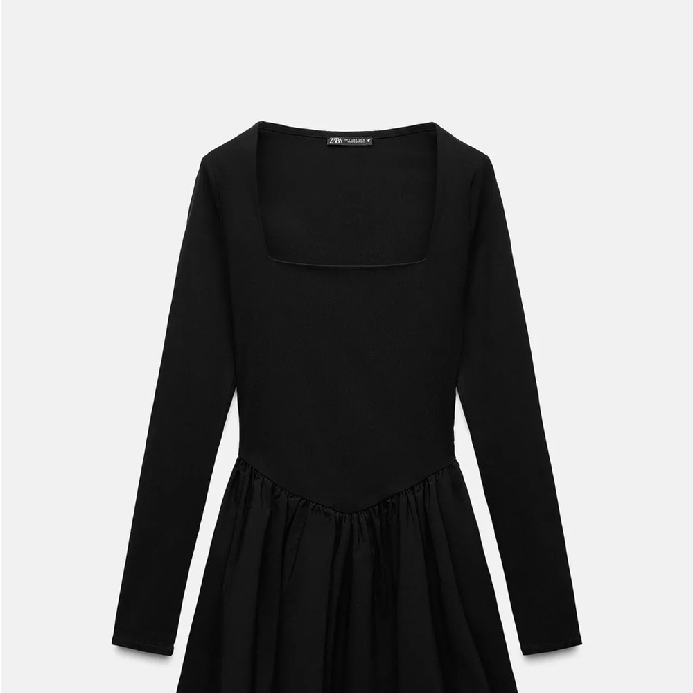 Zara Black Long Sleeve Balloon Dress